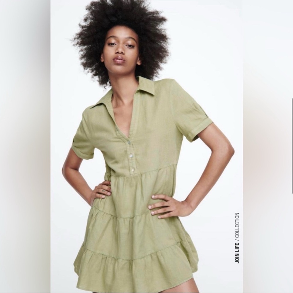 NWT Zara Linen Mini Dress, Lightweight Linen/Cotton Blend